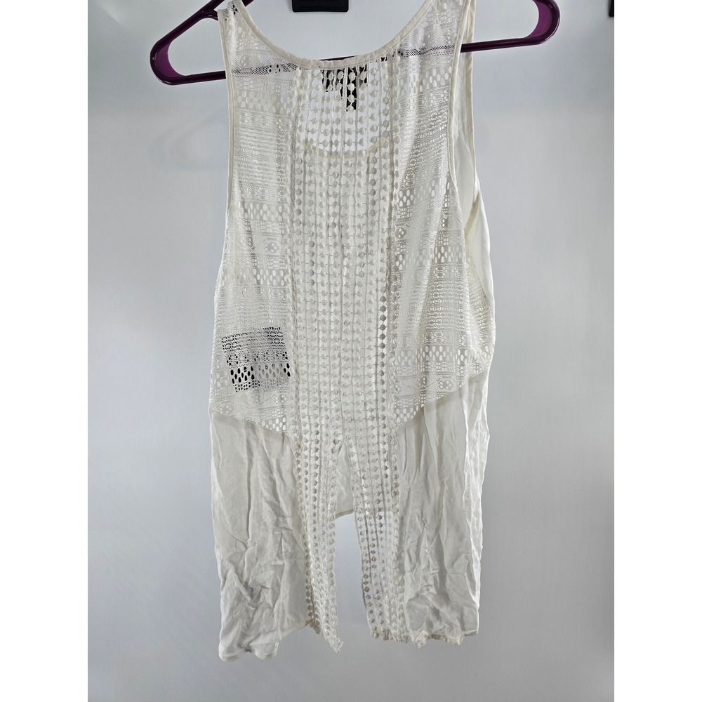 By & By Womens Off White Lace Back High Low Split Hem Tank Top 1028M42 Medium - Picture 6 of 13
